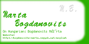 marta bogdanovits business card